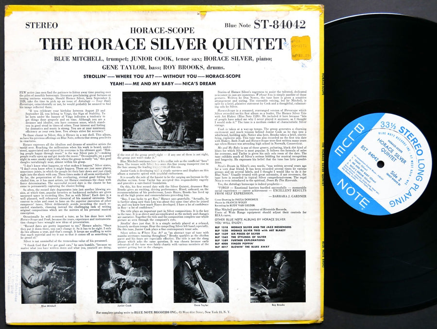 HORACE SILVER Horace-Scope LP BLUE NOTE 84042 EAR DG ST 47 W.63rd Roy Brooks