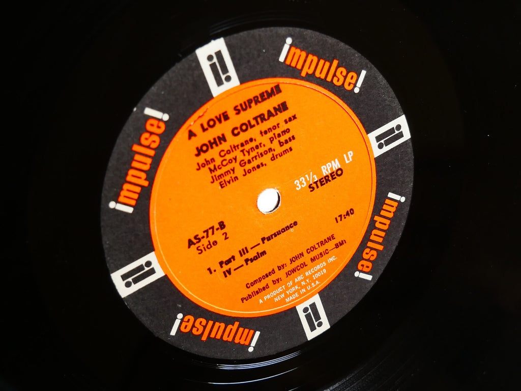 JOHN COLTRANE A Love Supreme LP IMPULSE! AS-77 US 1967 JAZZ RVG Elvin Jones VG+