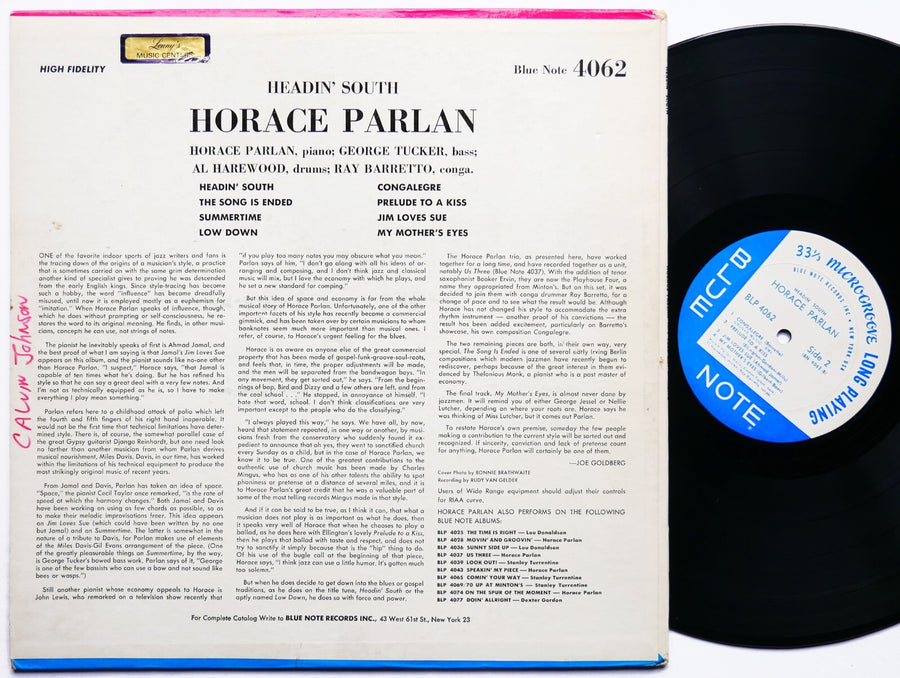 HORACE PARLAN Headin' South LP BLUE NOTE BLP 4062 US 1962 NY RVG EAR MONO CLEAN