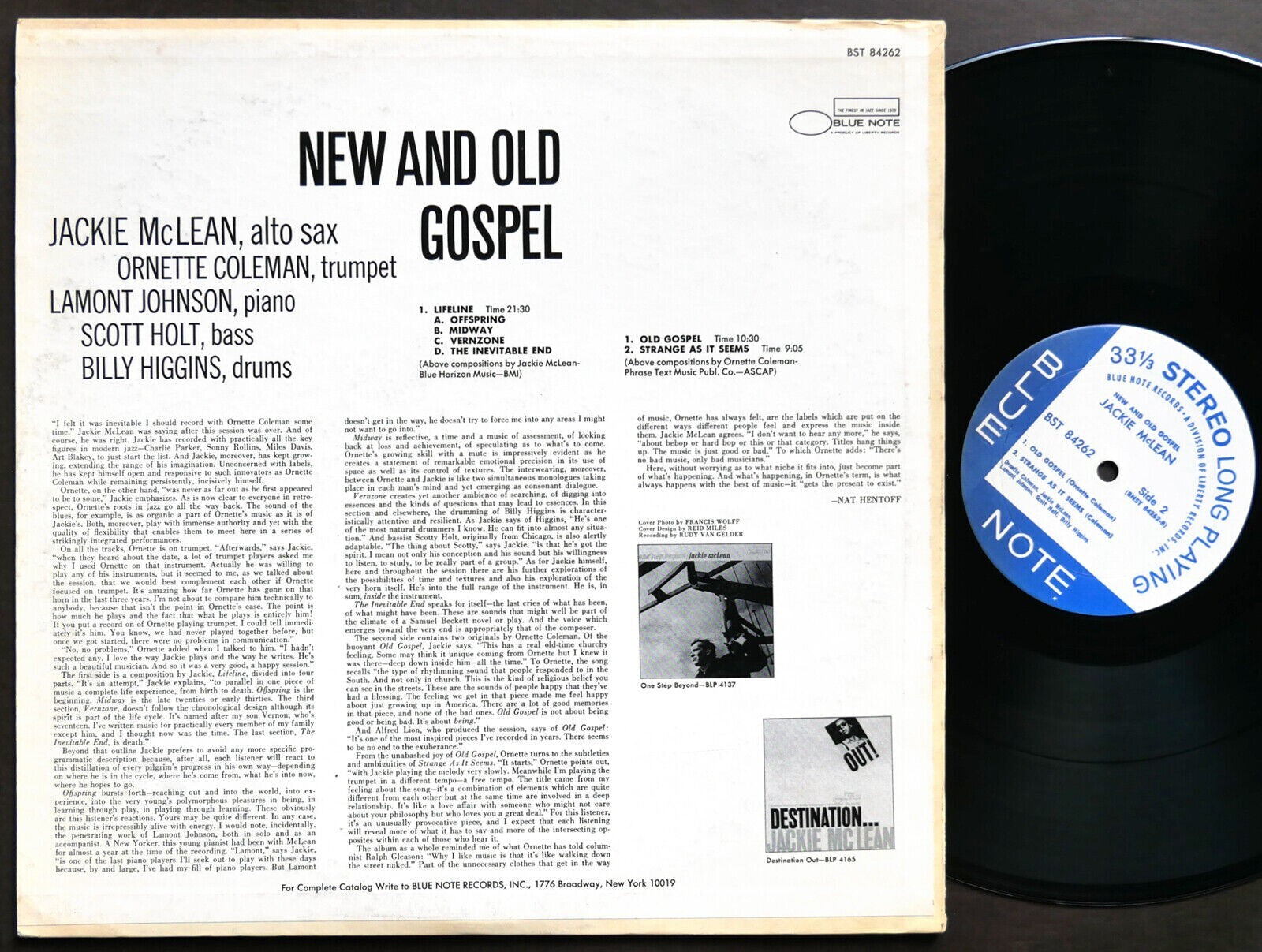 JACKIE MCLEAN New And Old Gospel LP BLUE NOTE BST 84262 US 1968 Ornette Coleman