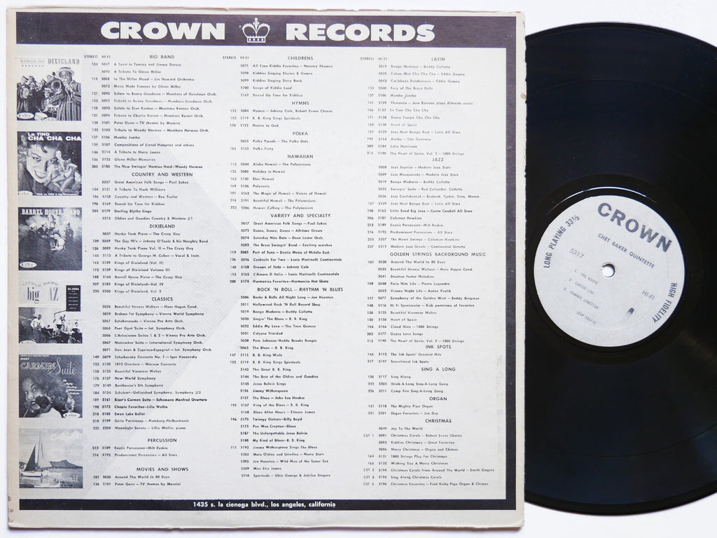 CHET BAKER Quintette LP CROWN CLP 5317 LP US 1963 MONO Art Pepper Bobby Timmons
