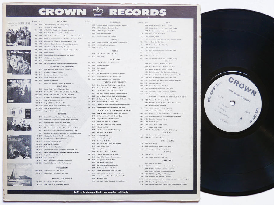 CHET BAKER Quintette LP CROWN CLP 5317 LP US 1963 MONO Art Pepper Bobby Timmons