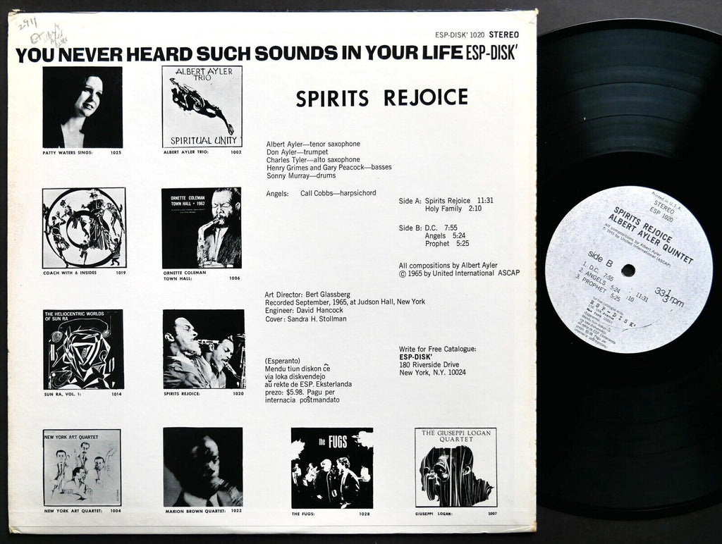 ALBERT AYLER Quintet Spirits Rejoice LP ESP DISK ESP 1020 US 1970 Henry Grimes
