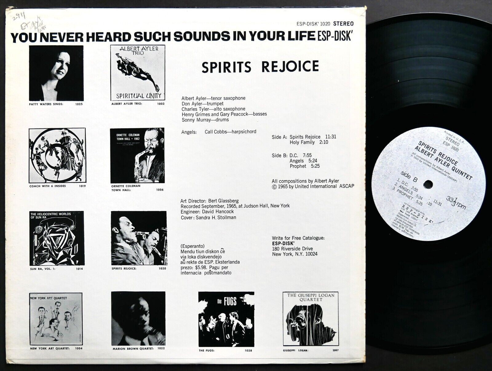 ALBERT AYLER Quintet Spirits Rejoice LP ESP DISK ESP 1020 US 1970 Henry Grimes