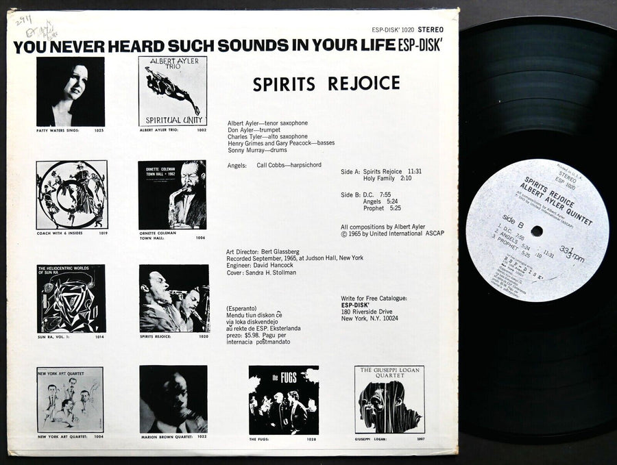 ALBERT AYLER Quintet Spirits Rejoice LP ESP DISK ESP 1020 US 1970 Henry Grimes