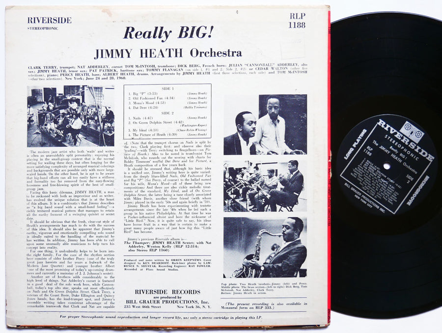 JIMMY HEATH Really Big! LP RIVERSIDE RLP 1188 JAZZ Tommy Flanagan Pat Patrick