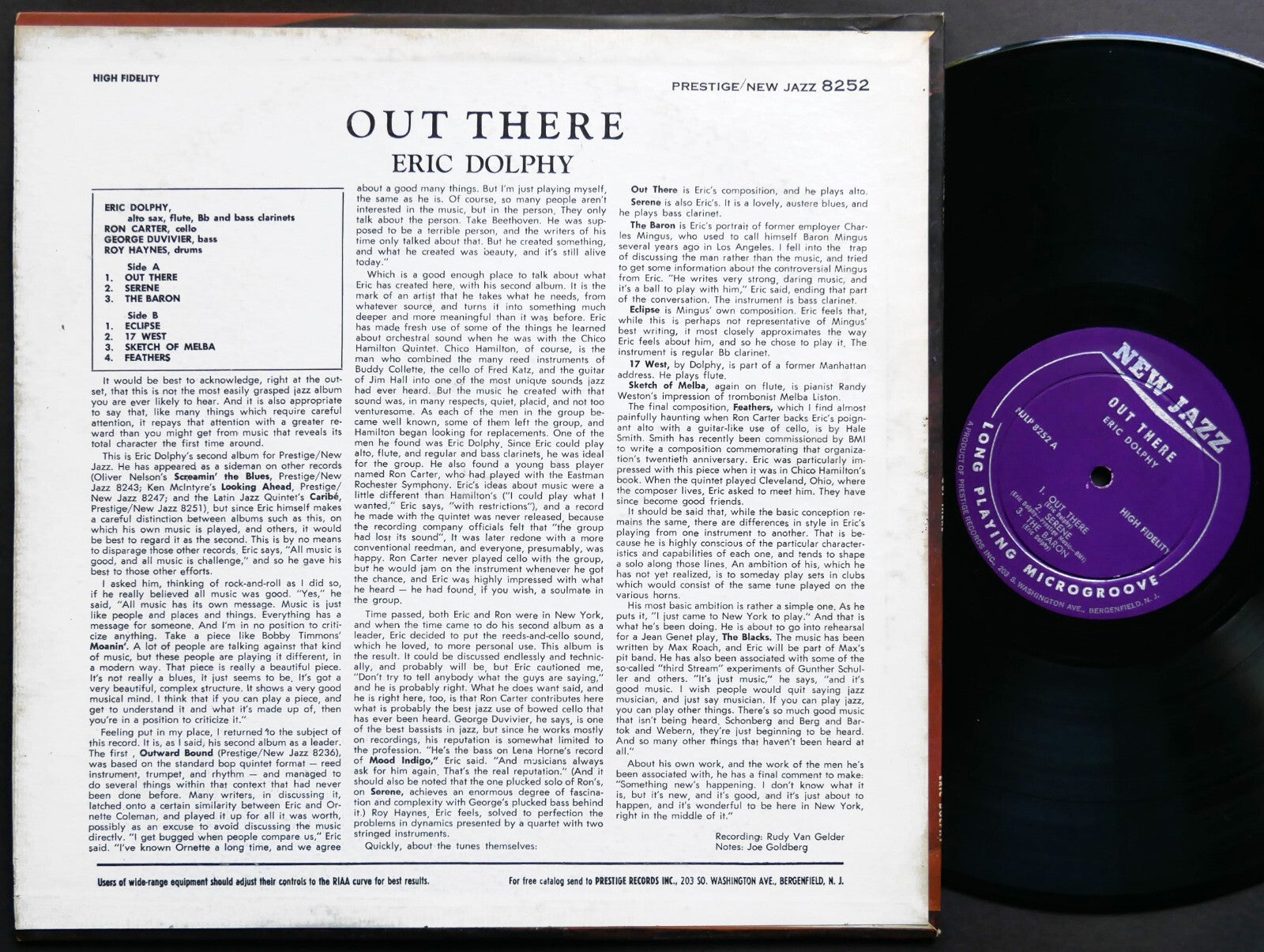 ERIC DOLPHY Out There LP NEW JAZZ NJLP 8252 US 1961 RVG DG MONO Roy Haynes