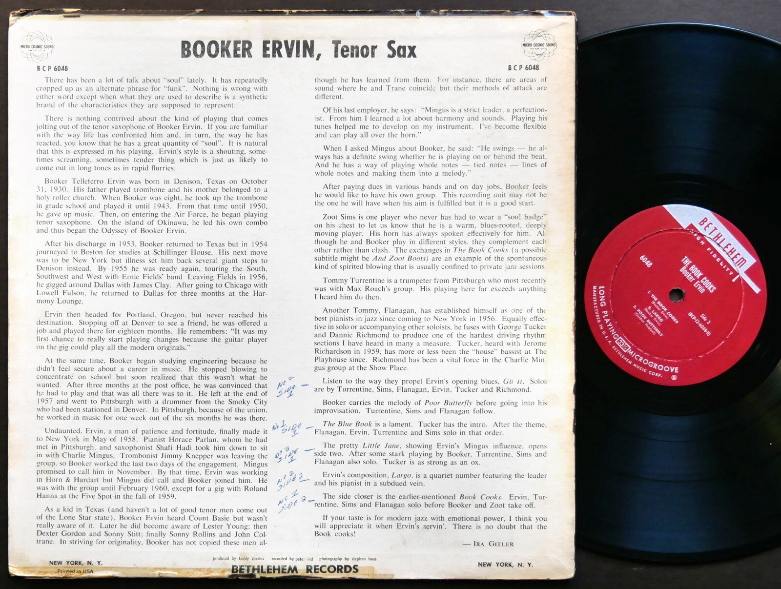 BOOKER ERVIN The Book Cooks LP BETHLEHEM BCP 6048 US 1961 DG MONO Tommy Flanagan