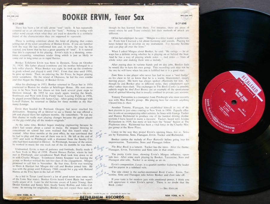 BOOKER ERVIN The Book Cooks LP BETHLEHEM BCP 6048 US 1961 DG MONO Tommy Flanagan