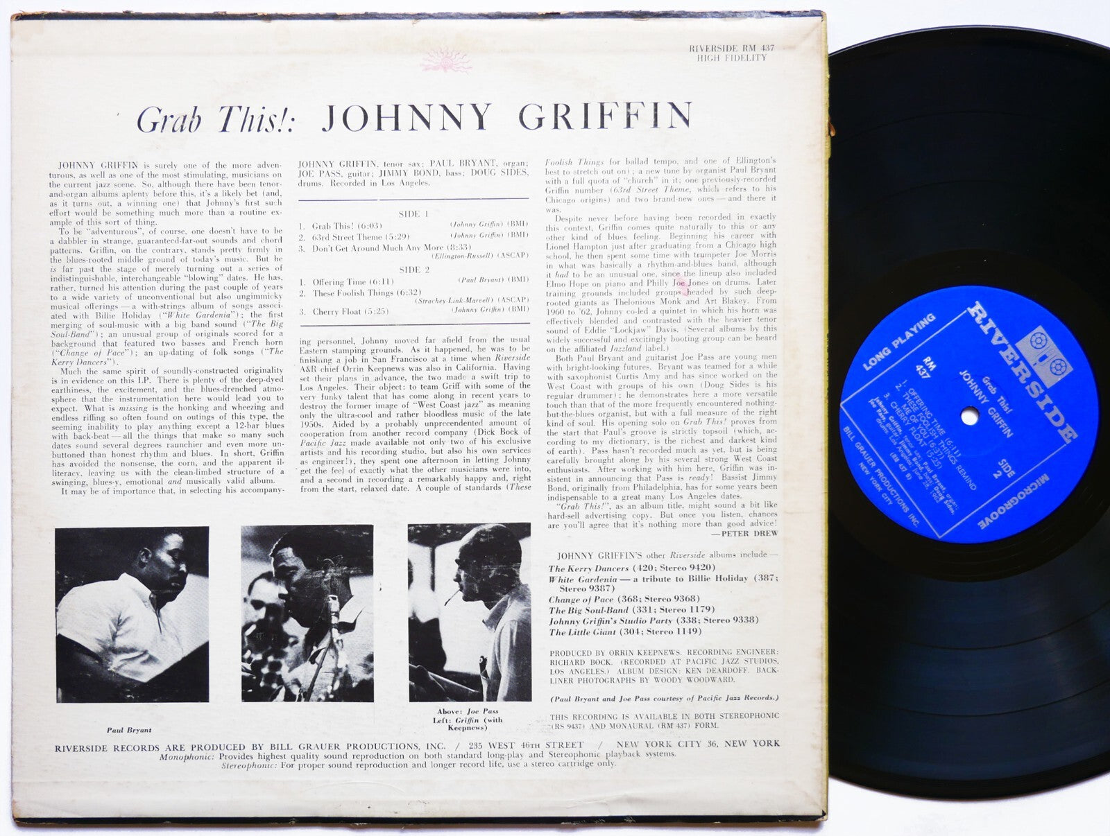 JOHNNY GRIFFIN Grab This! LP RIVERSIDE RECORDS RM 437 US 1962 MONO JAZZ Joe Pass