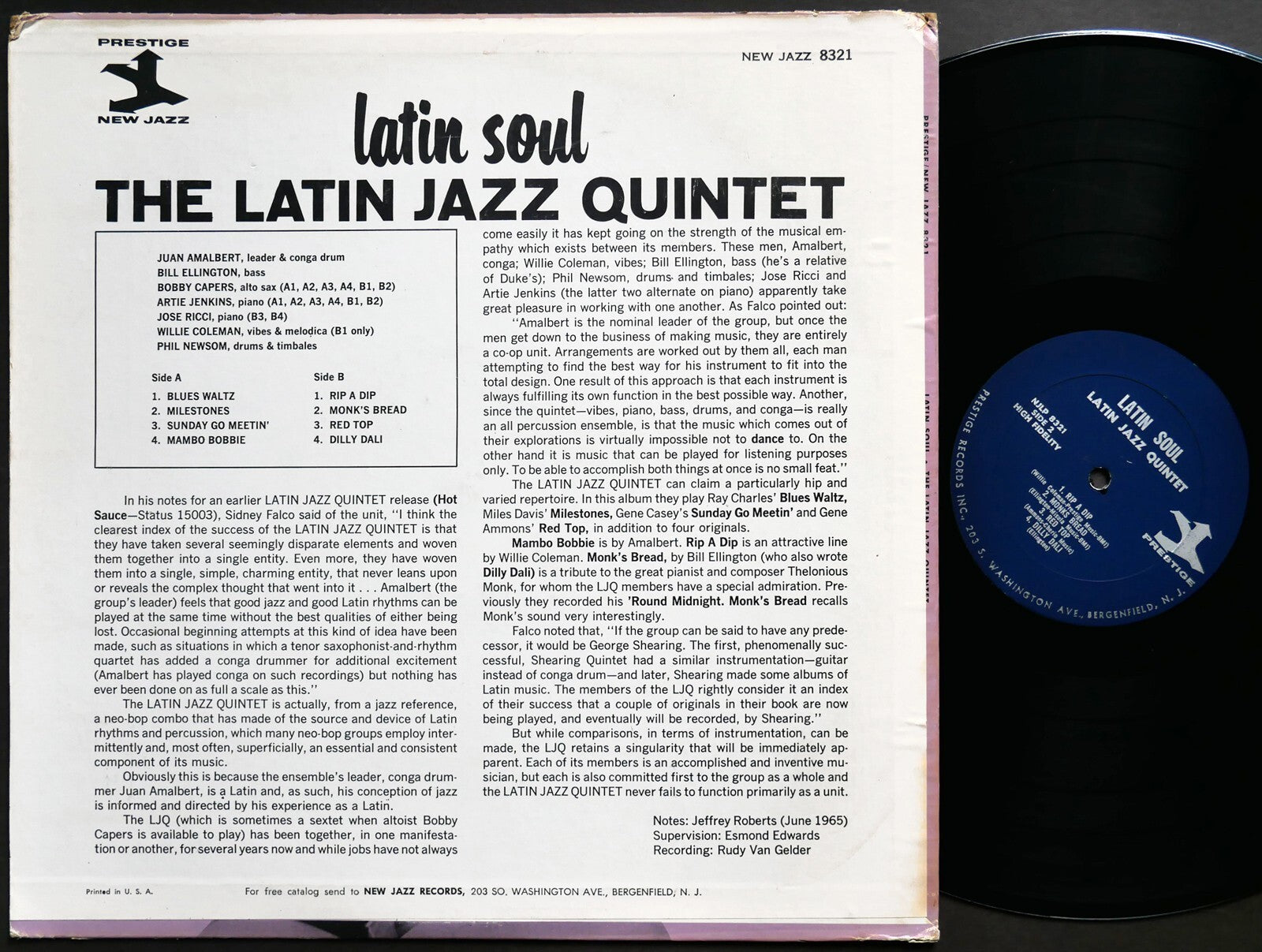 THE LATIN JAZZ QUINTET Latin Soul LP PRESTIGE NEW JAZZ NJLP 8321 US '65 RVG MONO