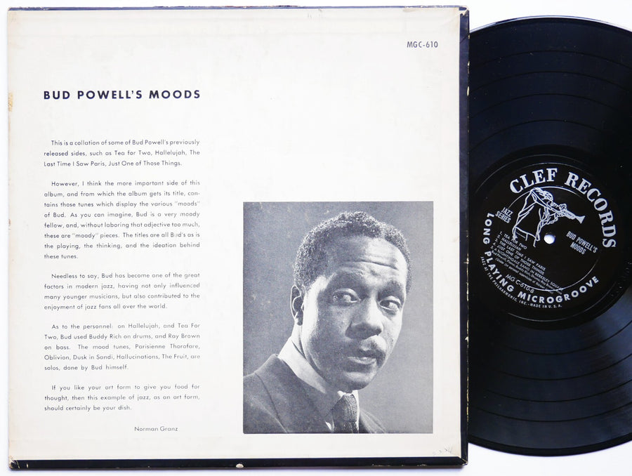 BUD POWELL's Moods LP CLEF RECORDS MG C-610 US 1954 DG MONO Ray Brown Buddy Rich
