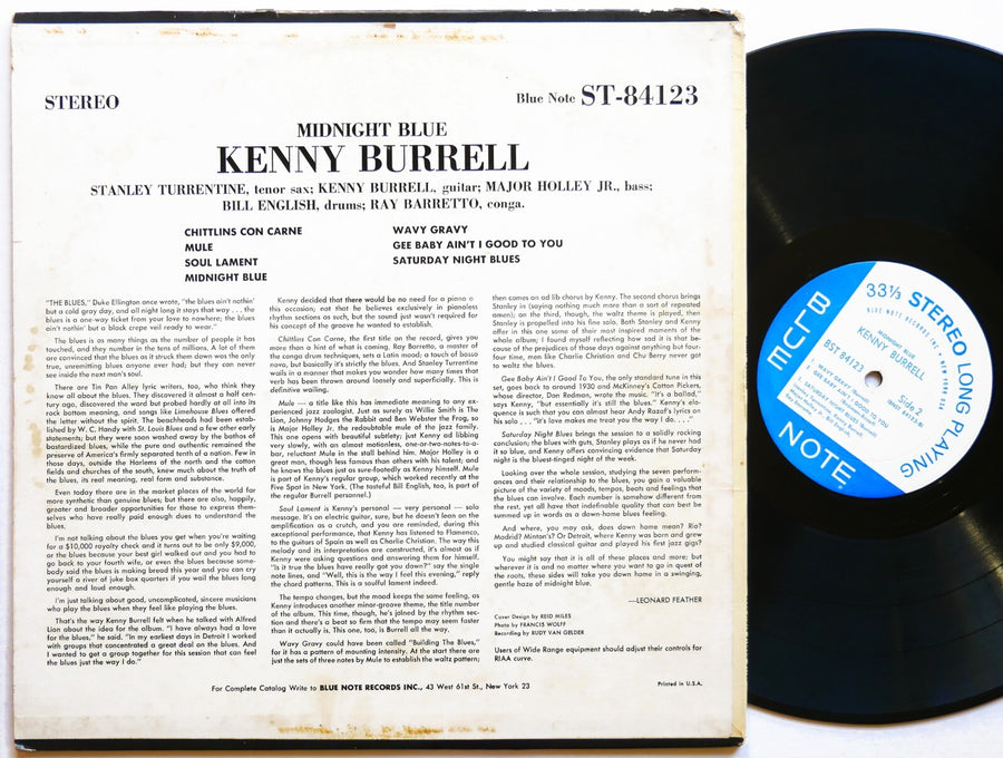 KENNY BURRELL Midnight Blue LP BLUE NOTE 84123 NY RVG DG EAR Stanley Turrentine