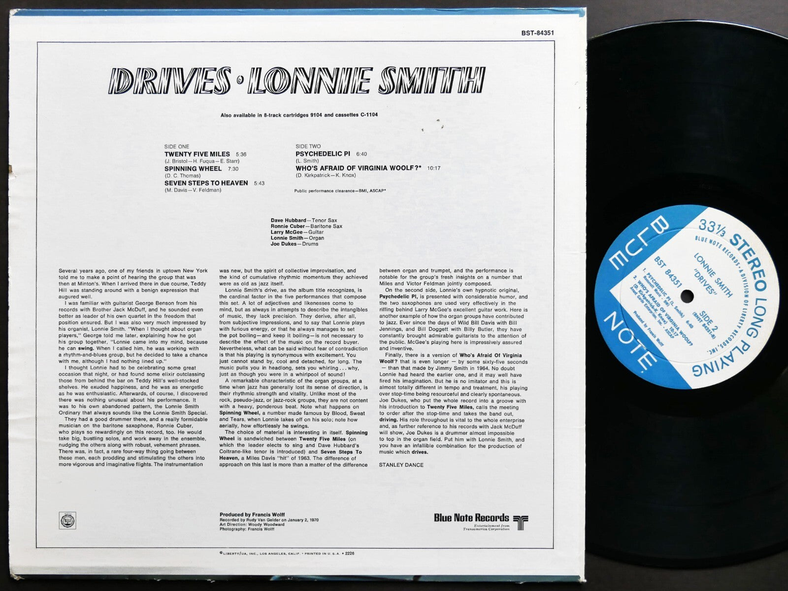 LONNIE SMITH Drives LP BLUE NOTE BST 84351 US 1970 RVG LIBERTY Jazz Funk
