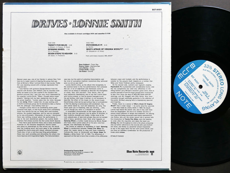 LONNIE SMITH Drives LP BLUE NOTE BST 84351 US 1970 RVG LIBERTY Jazz Funk