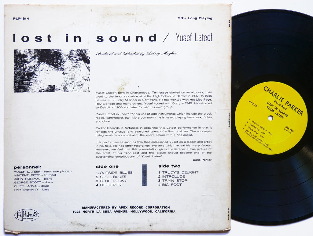 YUSEF LATEEF Lost In Sound LP CHARLIE PARKER RECORDS PLP-814-S US 1962 JAZZ
