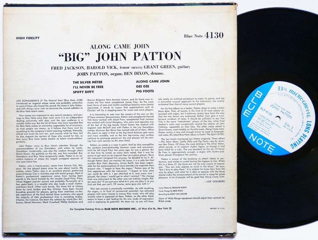 JOHN PATTON Along Came John LP BLUE NOTE BLP 4130 US 1967 RVG MONO Grant Green