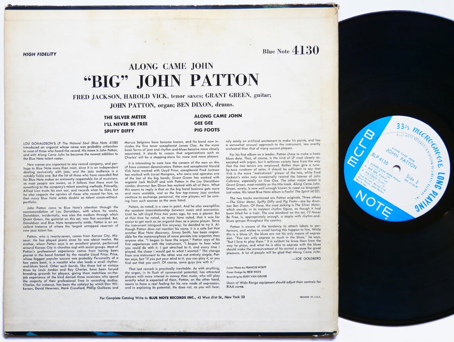 JOHN PATTON Along Came John LP BLUE NOTE BLP 4130 US 1967 RVG MONO Grant Green