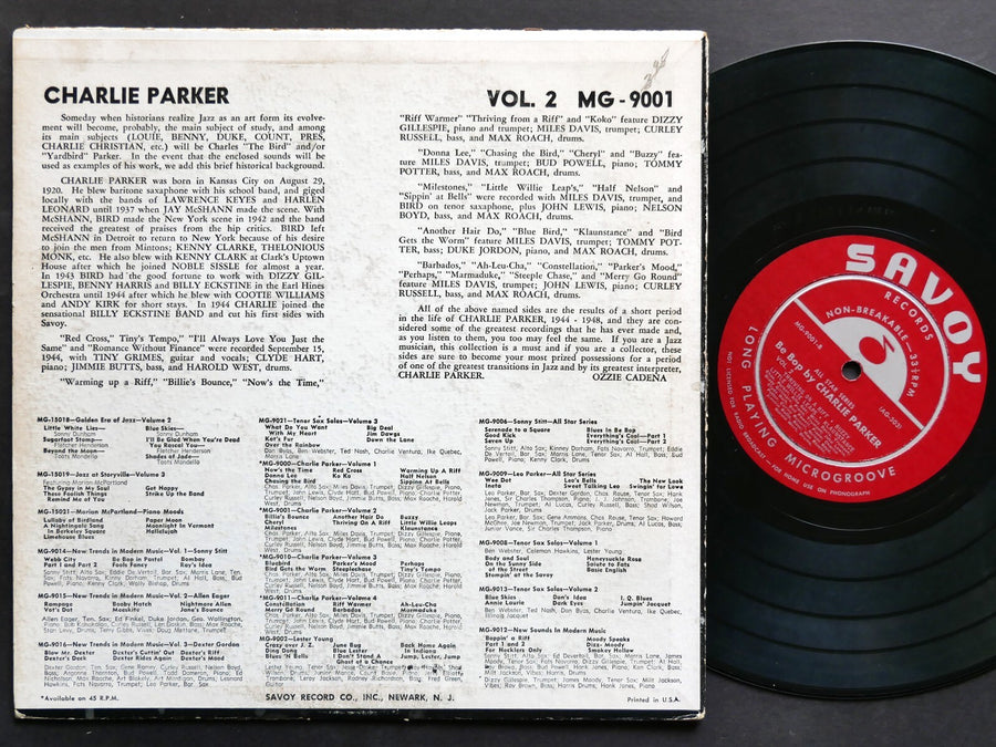 CHARLIE PARKER Vol. 2 LP SAVOY MG 9001 US 1955 MONO Miles Davis Bud Powell 10"