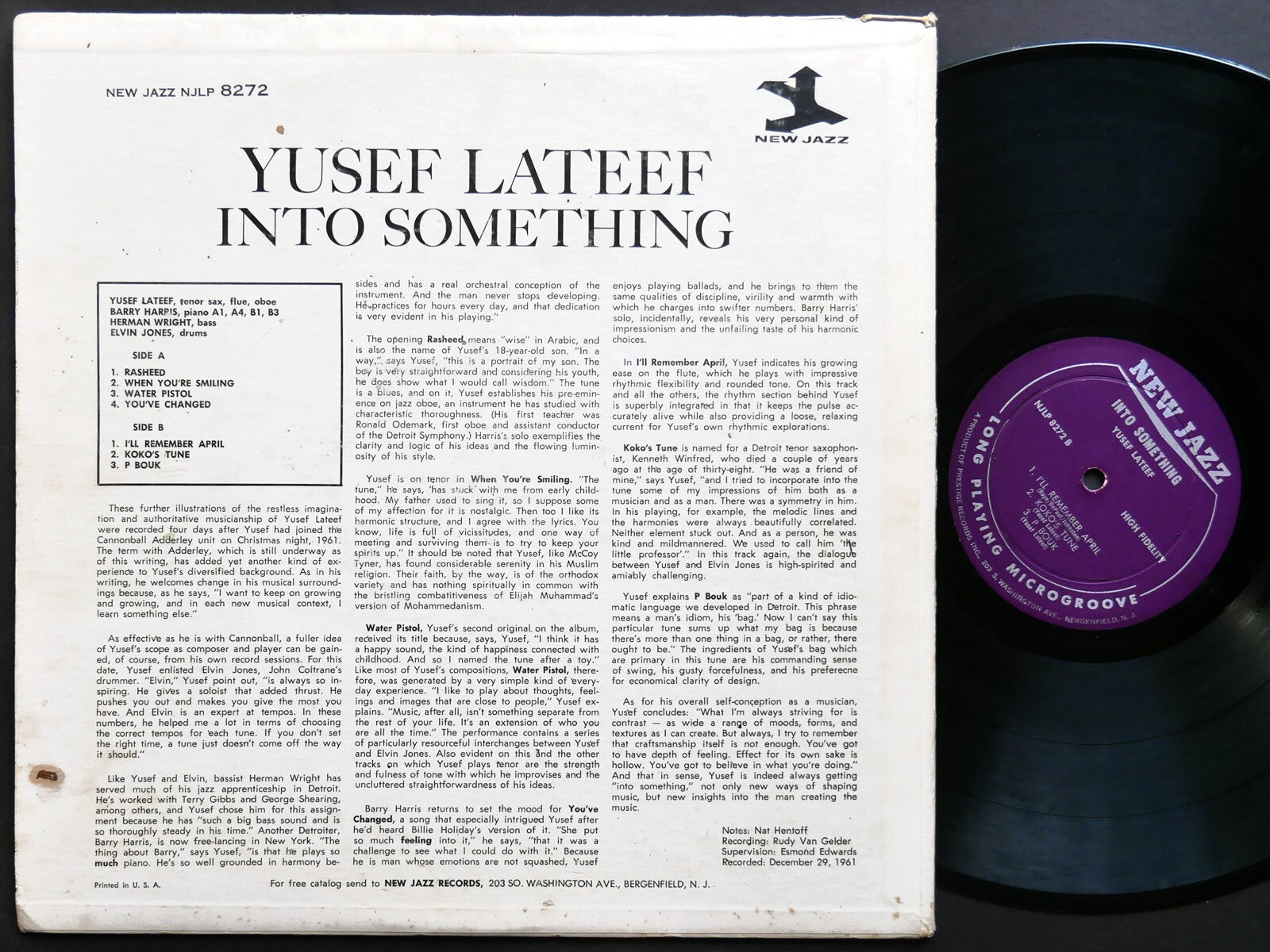 YUSEF LATEEF Into Something LP NEW JAZZ NJLP 8272 MONO Elvin Jones Barry Harris