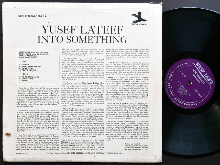 YUSEF LATEEF Into Something LP NEW JAZZ NJLP 8272 MONO Elvin Jones Barry Harris