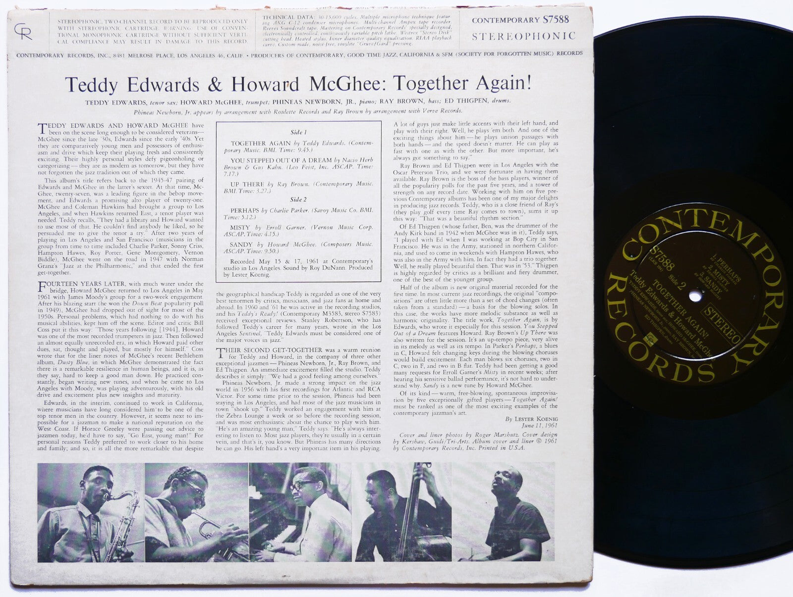 HOWARD MCGHEE TEDDY EDWARDS Together Again! LP CONTEMPORARY S7588 US 1961 DG ST