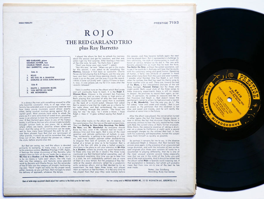 RED GARLAND Trio RAY BARRETTO Rojo LP PRESTIGE PRLP 7193 US 1961 NJ RVG DG MONO