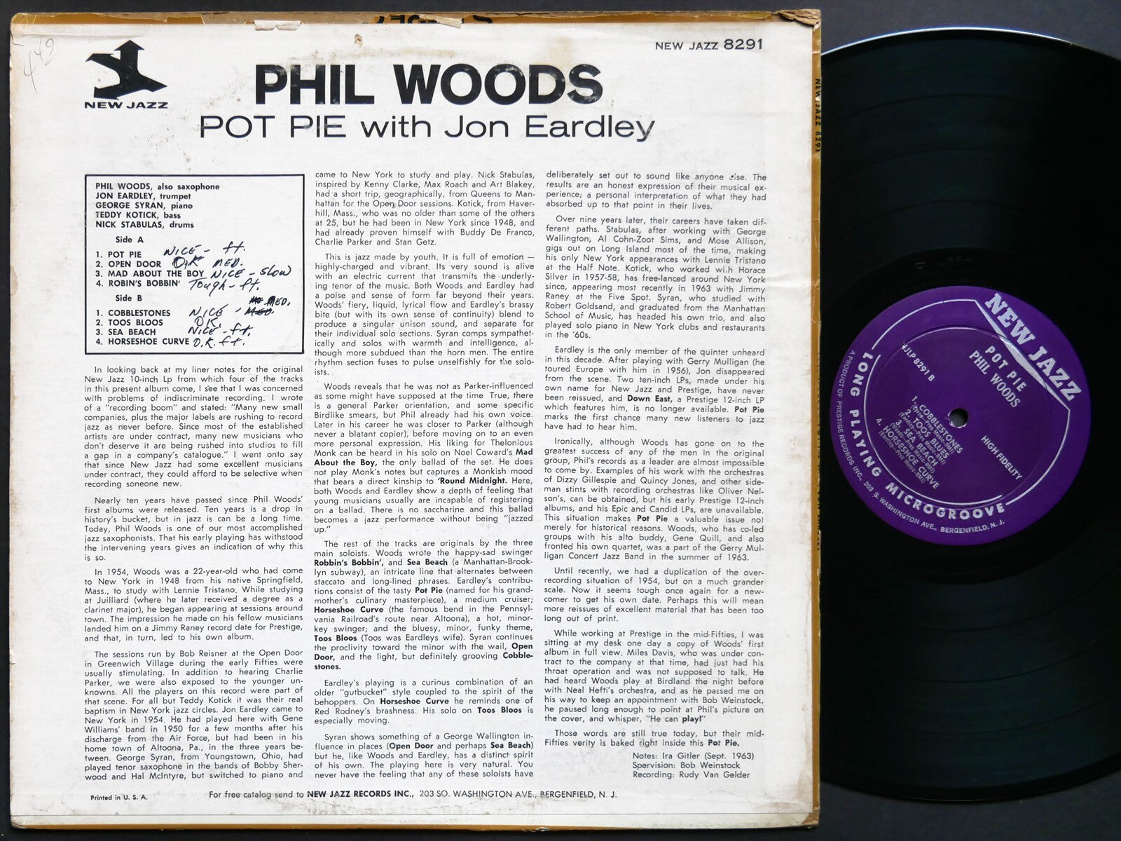 PHIL WOODS JON EARDLEY Pot Pie LP NEW JAZZ NJLP 8291 US 1963 RVG DG MONO