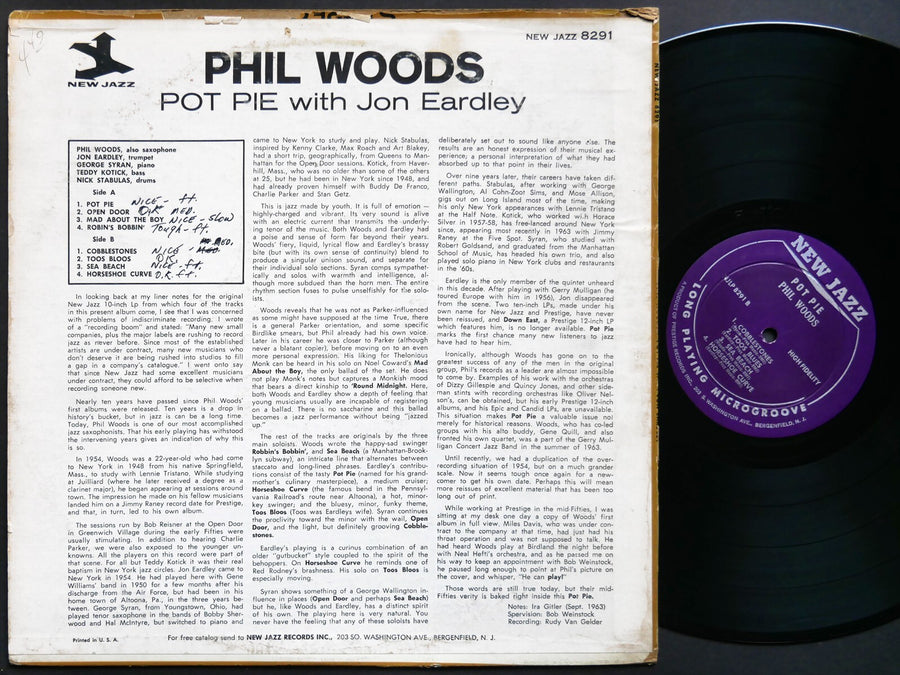 PHIL WOODS JON EARDLEY Pot Pie LP NEW JAZZ NJLP 8291 US 1963 RVG DG MONO