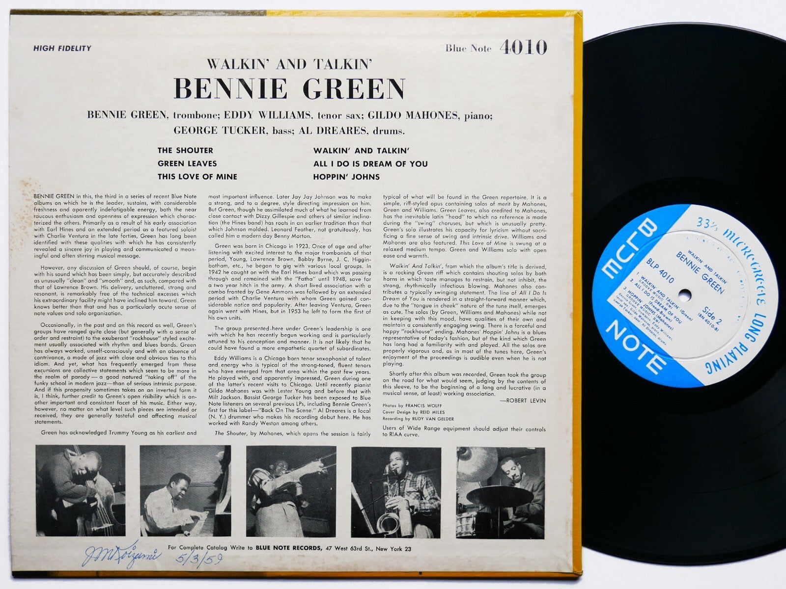 BENNIE GREEN Walkin' And Talkin' LP BLUE NOTE BLP 4010 US 1959 RVG EAR DG MONO