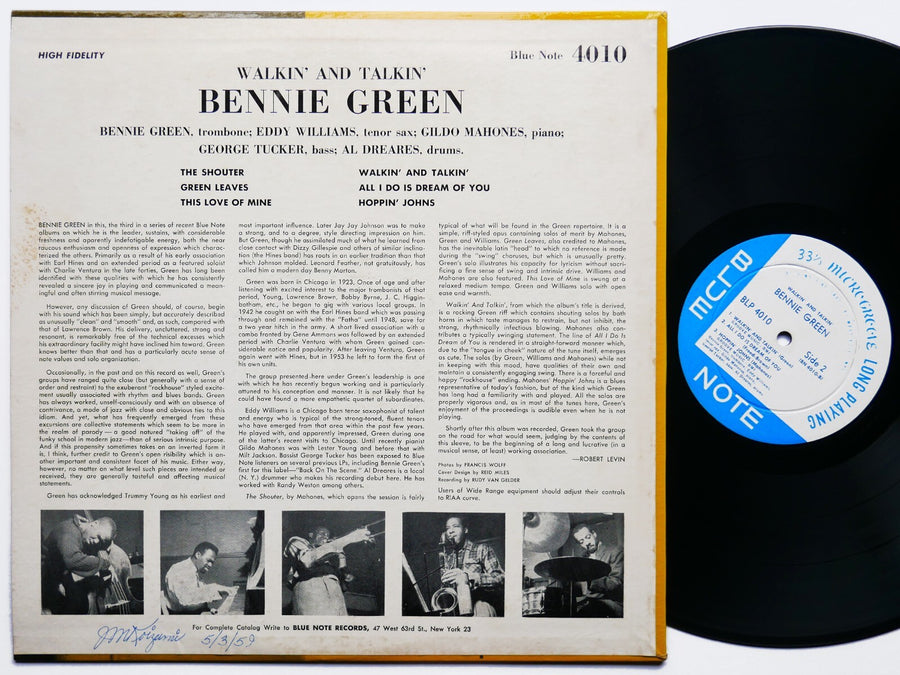 BENNIE GREEN Walkin' And Talkin' LP BLUE NOTE BLP 4010 US 1959 RVG EAR DG MONO