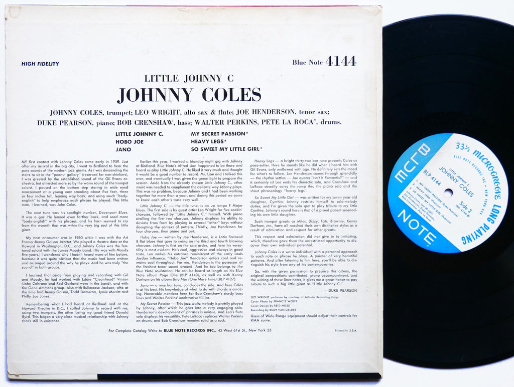 JOHNNY COLES Little Johnny C BLUE NOTE 4144 EAR MONO Joe Henderson Pete La Roca