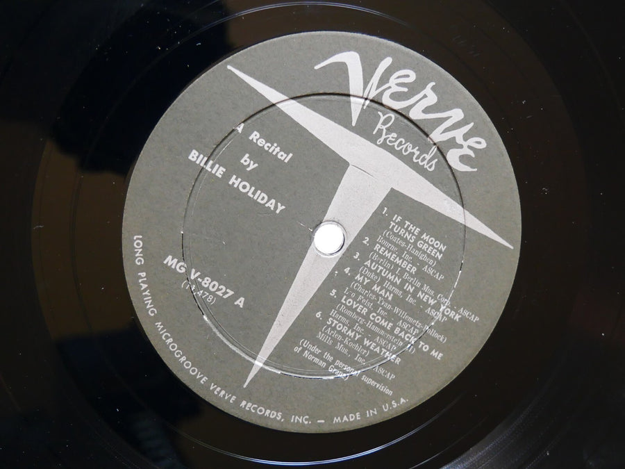 BILLIE HOLIDAY Recital By LP VERVE RECORDS MGV-8027 US 1957 DG MONO DSM JAZZ