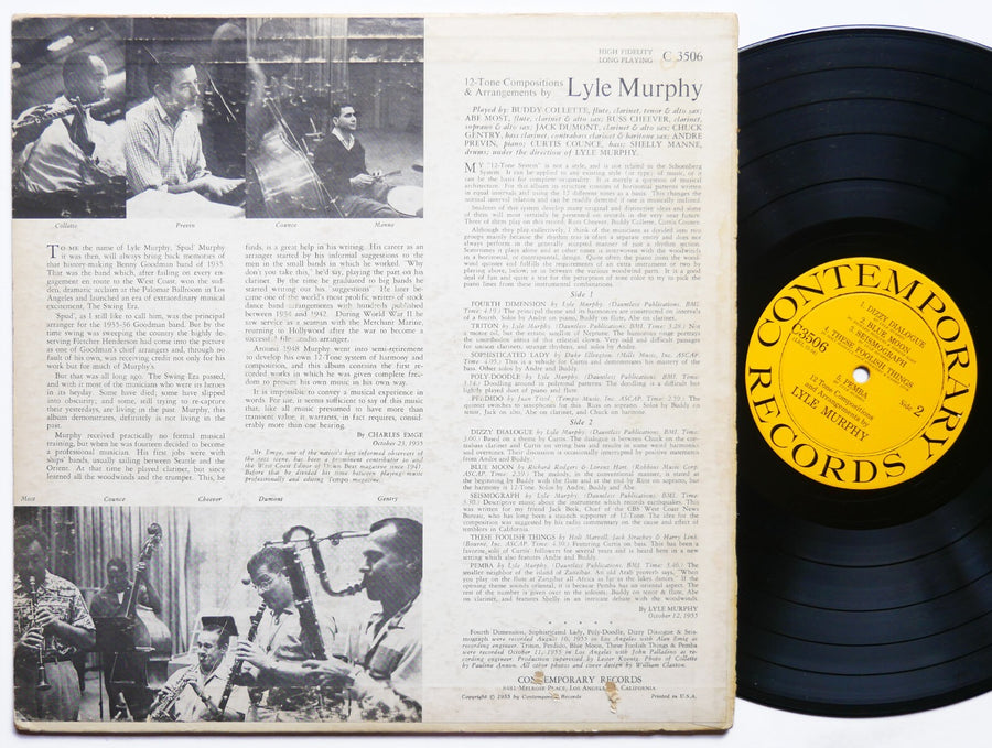 LYLE MURPHY 12-Tone Compositions & Arrangements LP CONTEMPORARY C3506 DG MONO