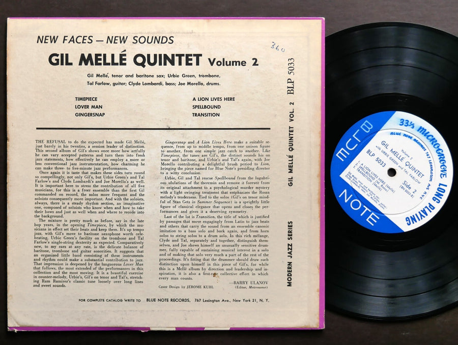 GIL MELLE Quintet URBIE GREEN TAL FARLOW Volume 2 LP BLUE NOTE BLP 5033 US 1953