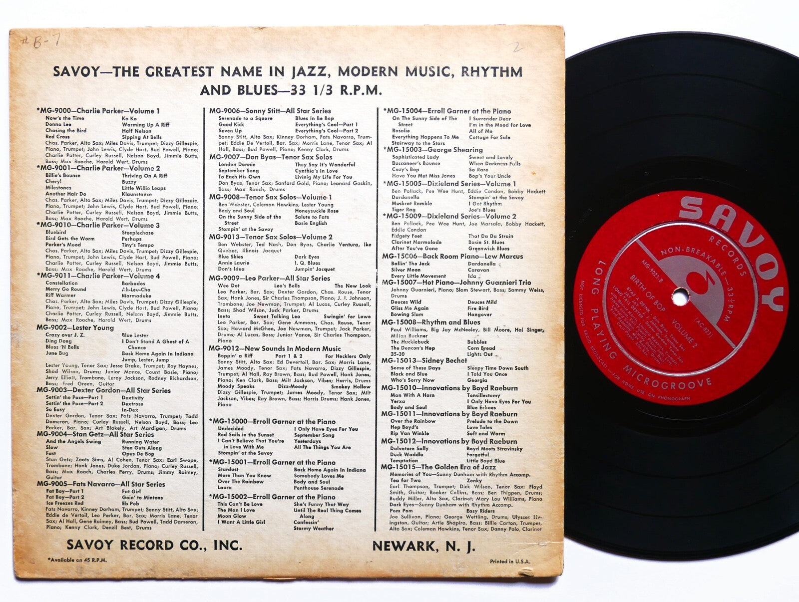 DEXTER GORDON FATS NAVARRO The Birth Of Bop Vol.2 LP SAVOY MG 9023 DG MONO 10"