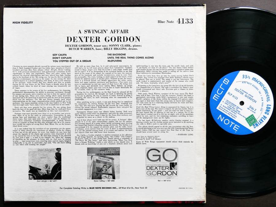 DEXTER GORDON A Swingin' Affair LP BLUE NOTE BLP 4133 NY EAR MONO Sonny Clark