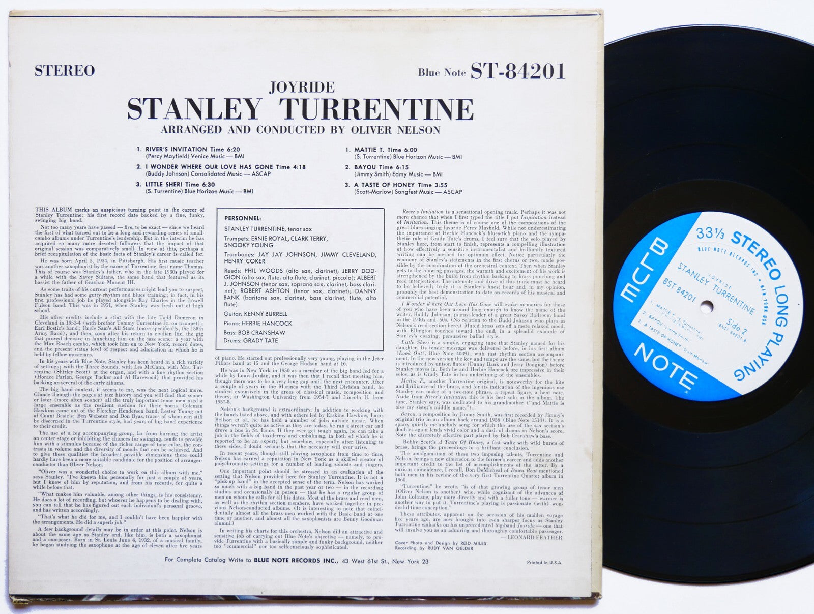 STANLEY TURRENTINE Joyride LP BLUE NOTE BST 84201 US 1965 NY EAR Herbie Hancock