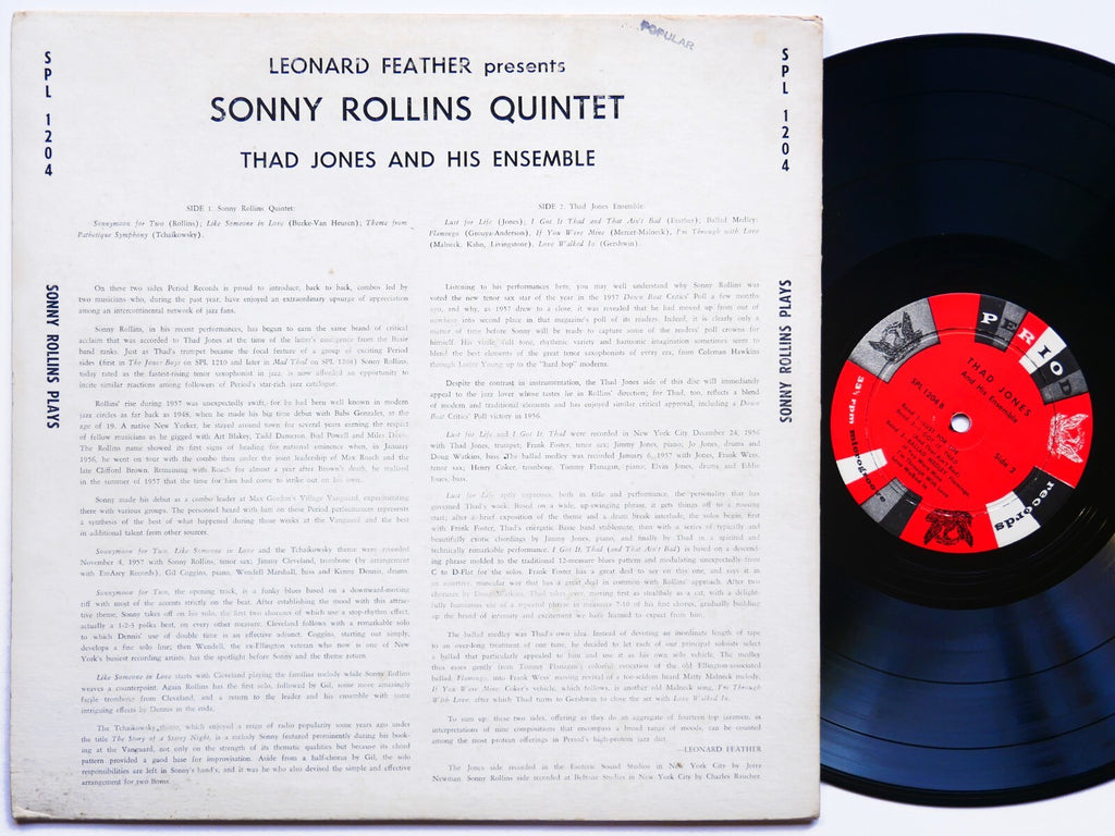SONNY ROLLINS Quintet Plays LP PERIOD SPL 1204 US 1958 DG MONO Thad Jones CLEAN