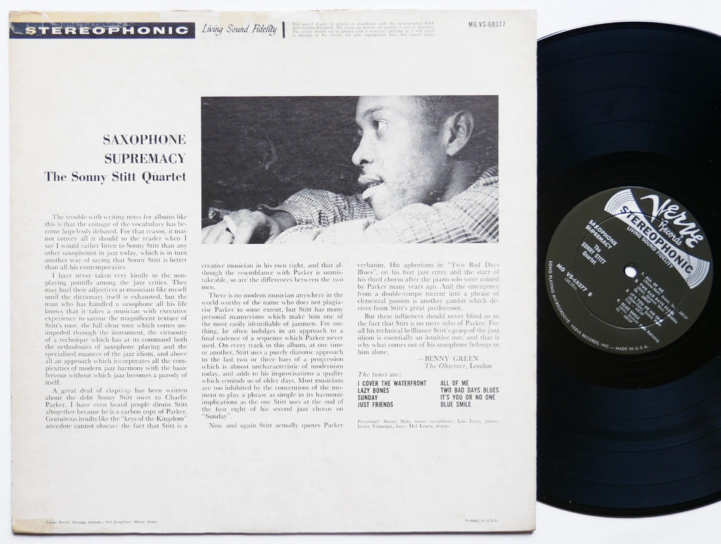 SONNY STITT Quartet Saxophone Supremacy LP VERVE MGVS-68377 DG ST Leroy Vinnegar