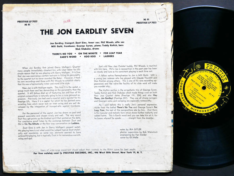 JON EARDLEY The Jon Eardley Seven LP PRESTIGE PRLP 7033 US 1956 MONO Zoot Sims