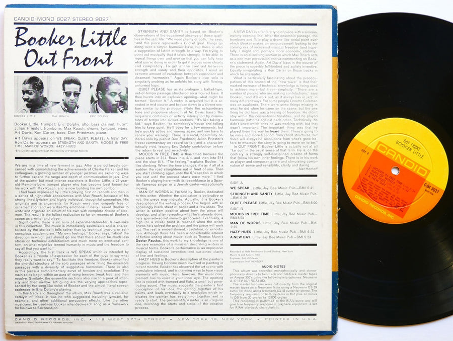 BOOKER LITTLE Out Front LP CANDID CJM 8027 US 1961 DG MONO Eric Dolphy Max Roach