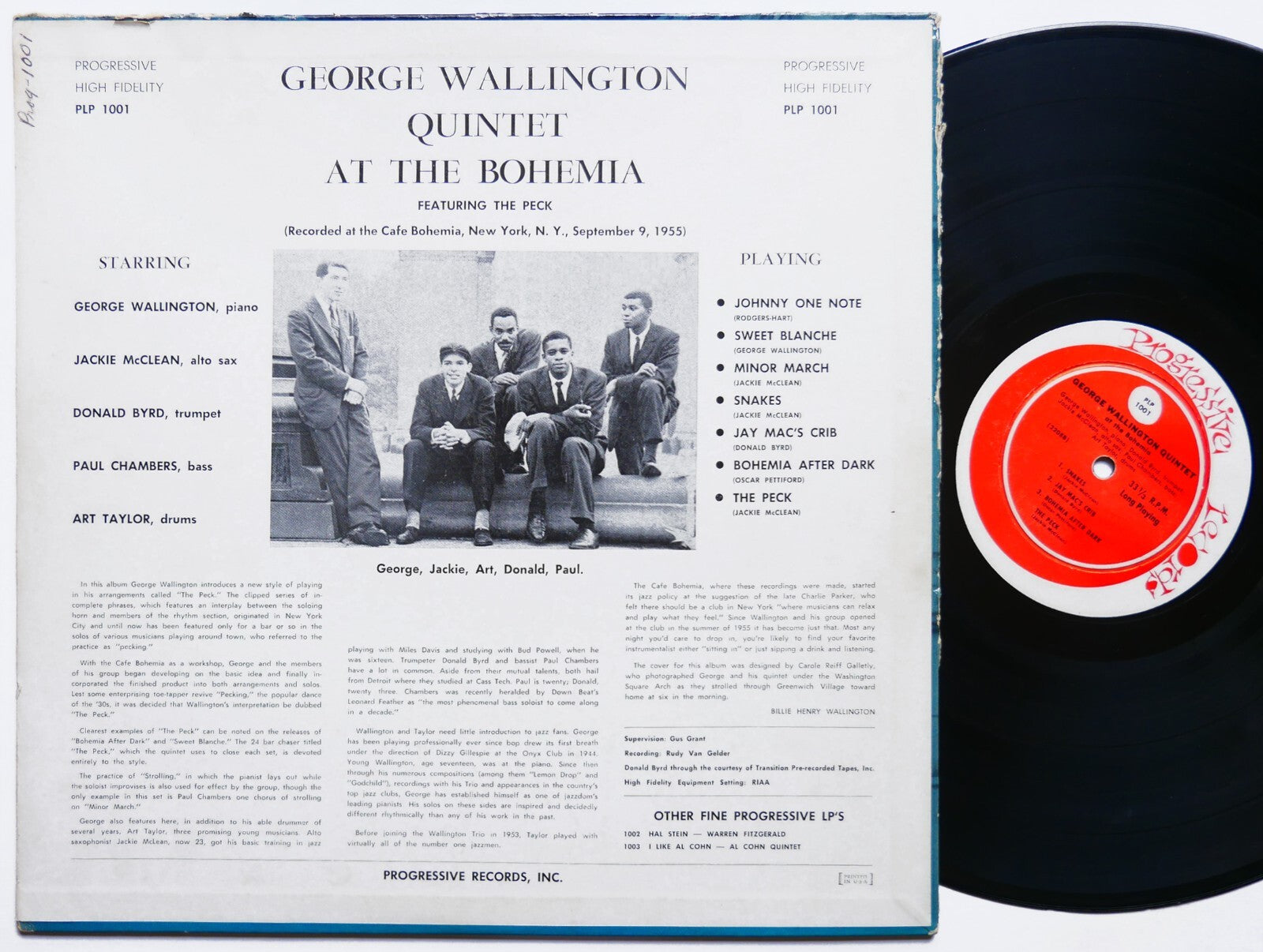 GEORGE WALLINGTON At The Bohemia LP PROGRESSIVE PLP 1001 RVG DG MONO Donald Byrd
