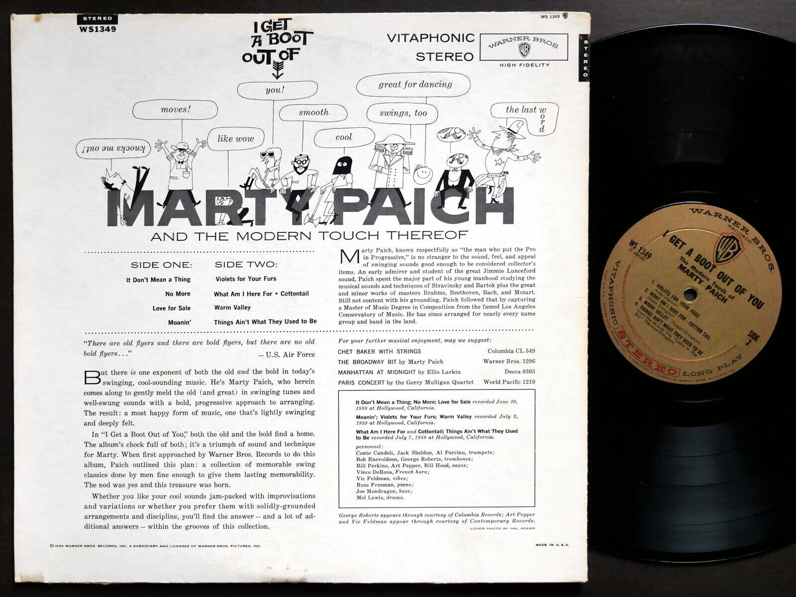 MARTY PAICH I Get A Boot Out Of You LP WARNER BROS. WS 1349 DG Art Pepper CLEAN