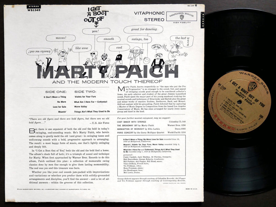 MARTY PAICH I Get A Boot Out Of You LP WARNER BROS. WS 1349 DG Art Pepper CLEAN