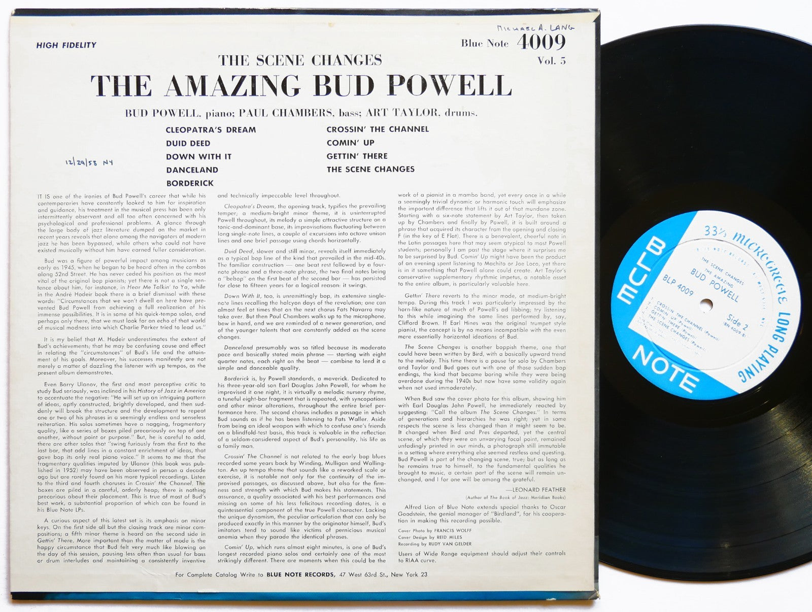 BUD POWELL Amazing The Scene Changes Vol. 5 BLUE NOTE 4009 EAR DG MONO 47.W 63rd