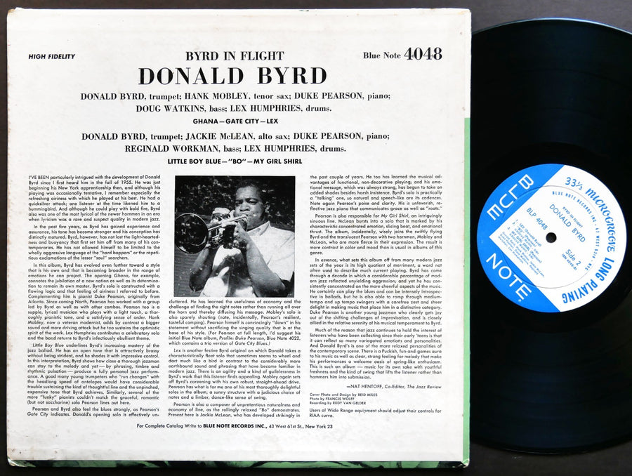 DONALD BYRD Byrd In Flight LP BLUE NOTE BLP 4048 US 1960 EAR DG MONO Hank Mobley