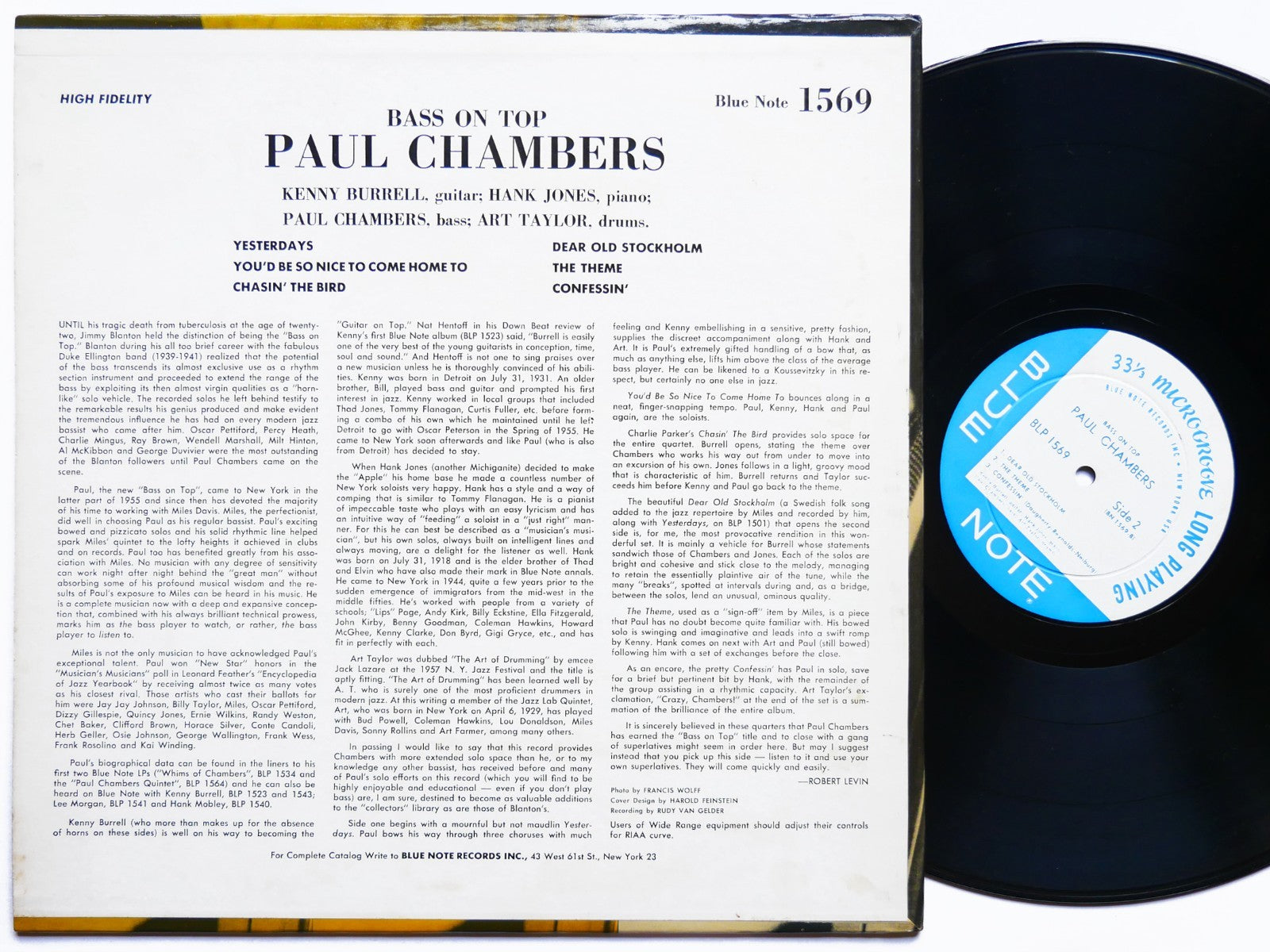 PAUL CHAMBERS Quartet Bass On Top LP BLUE NOTE 1569 US 1964 NY EAR DG MONO CLEAN