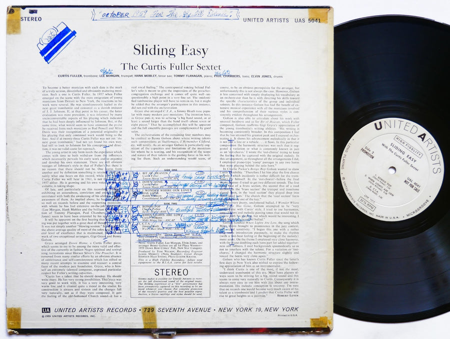 CURTIS FULLER Sliding Easy LP UNITED ARTISTS UAL4041 MONO Hank Mobley Lee Morgan