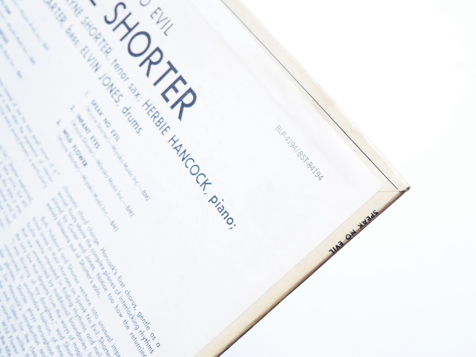 WAYNE SHORTER Speak No Evil LP BLUE NOTE BST 84194 US 1973 JAZZ Herbie Hancock